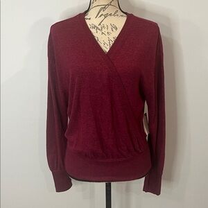 NWT Anthropologie Rocio brushed stretch hacci knit surplice wrap top M